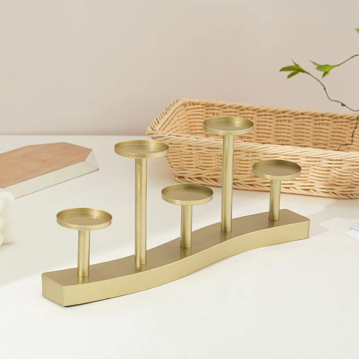 Retro Kerzenhalter, Kerzenhalter Adventskranz, Design, Premium Qualität Kerzen Deko für Zuhause Hochzeit Jahrestag Einweihungsgeschenke für Weihnachten-Gold