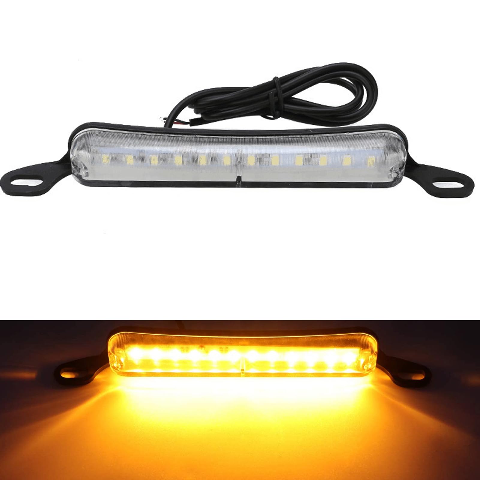 Anki HappiGo ANKIA Universal 12 LED License Plate Light for Car Trailer UTV ATV Truck RV Boat - Running Lamp, Reverse and Tail Light Assembly (Amber)