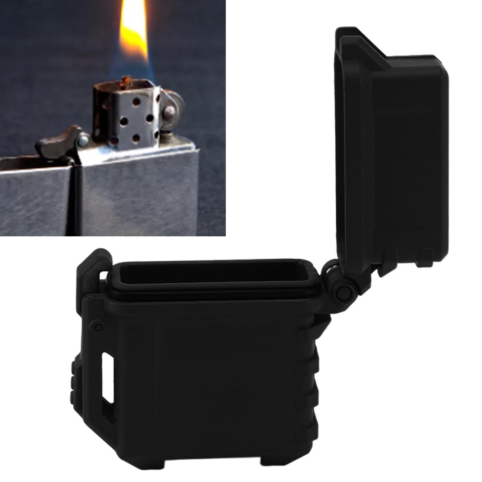 Custodia per accendino compatta e portatile, impermeabile, a lunga durata, struttura in nylon, protezione contro olio, graffi e calore, si aggancia alle borse, ideale per (Negro)