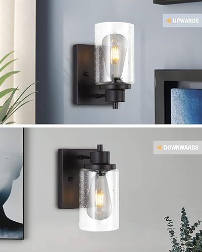 Miniatura 2 de Paquete de 2 lámparas de tocador de baño, apliques de pared, modernas luces de pared de baño interiores con vidrio semillado, accesorios de pared