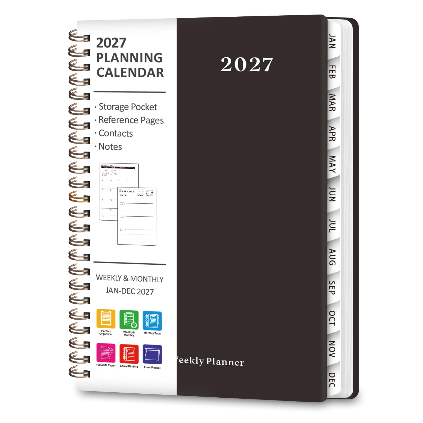 2027 Planner, Weekly and Monthly Calendar Planner Book, A5(6.3'' x 8.5'')