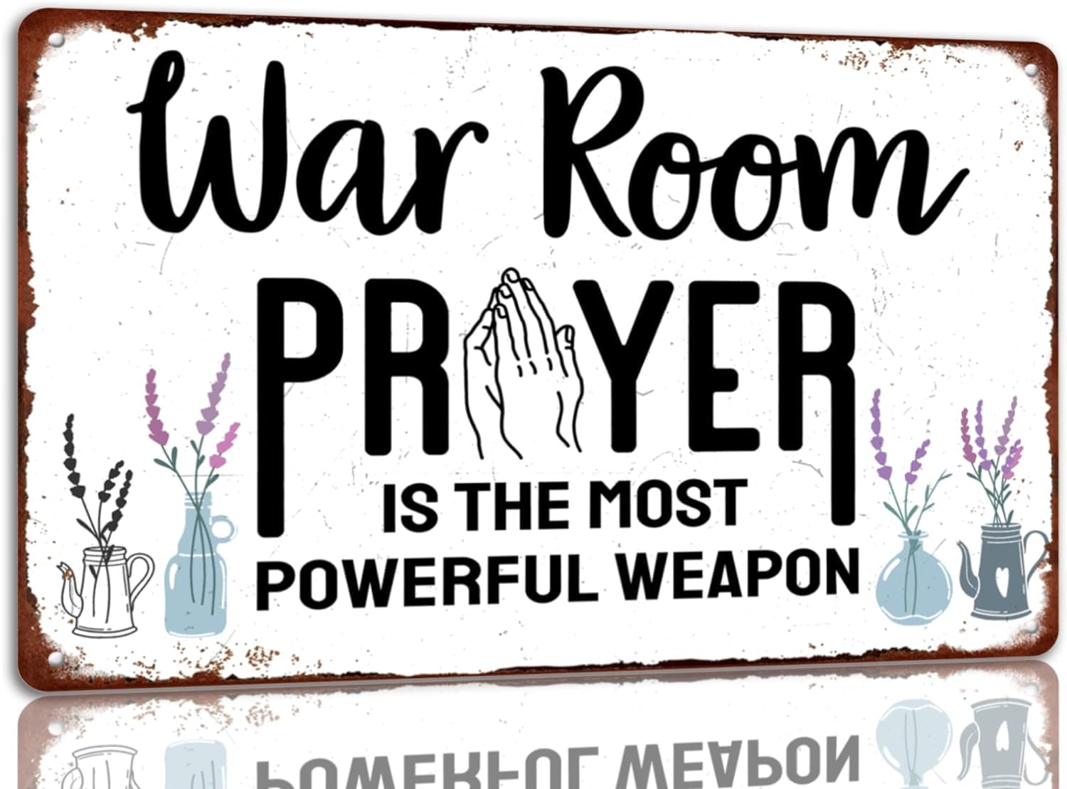 peiyeety War room metal sign prayer is the most powerful weapon tin signs vintage home wall decor for kitchen cafe bar suitable for bedroom restaurant bathroom indoor-outdoor bar cafe 8"x12"