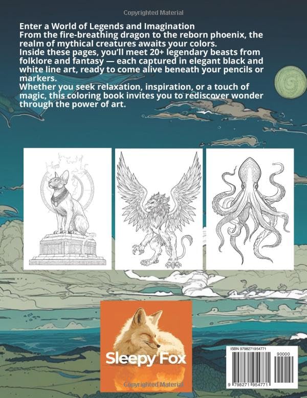 Mythical Creatures Coloring Book for Adults: Dragons, Unicorns, Phoenixes, Griffins, and More – Fantasy Animal Coloring Pages for Relaxation and ... to Spark Creativity and Mindful Calm Fantasy - Image 2