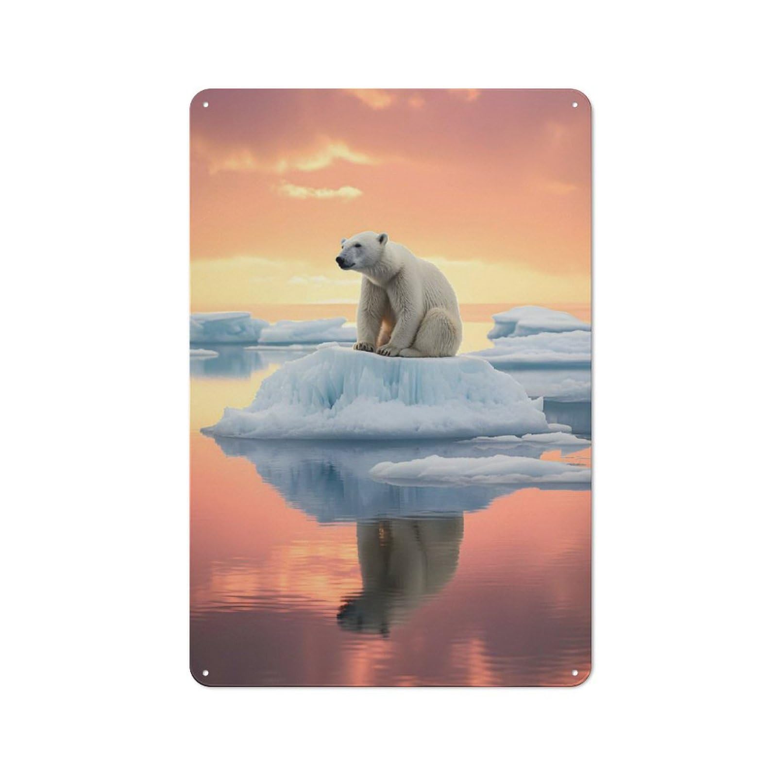 Junmoney Frozen Majesty Polar Bear 30X20cm Industrial-Style Tin Sign With For Hallway Wall, A Metal Wall Feature For A Newly Arranged Hallway