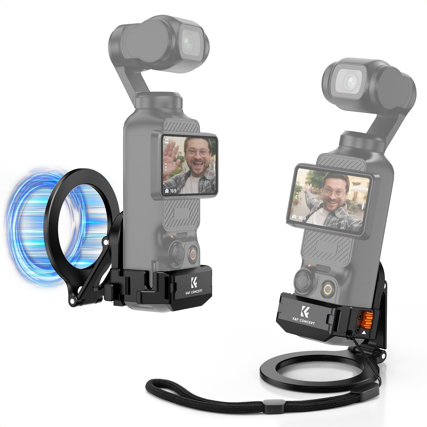 Magnetic Mount Stand Compatible with DJI Osmo Pocket 3 | Aluminum Alloy Magnet Expansion Adapter Accessories with 1/4'' Screw Holes/Cold Shoe,360° Adjustable Suction Bracket, PP11
