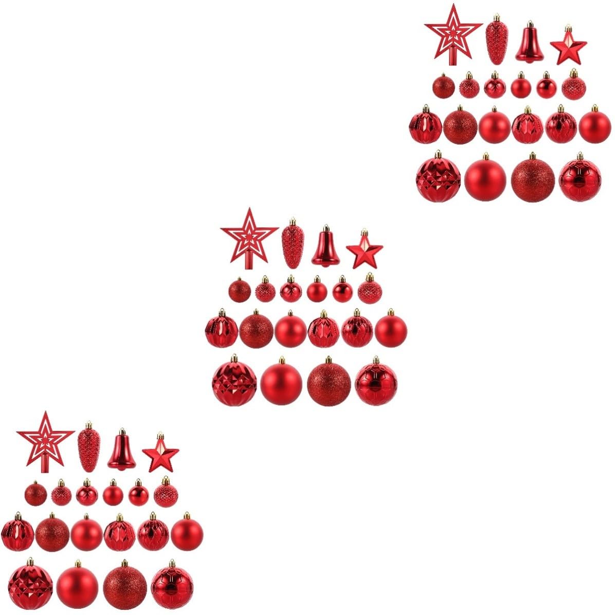 TOYANDONA 135 Piezas Adornos Navideños para Árbol de Navidad, Bolas Rojas