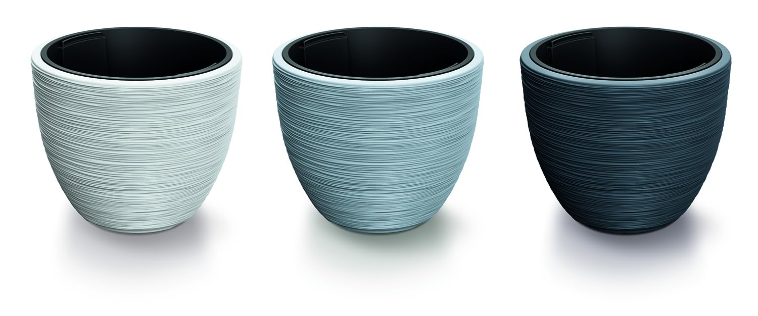 Tymar Grand pot de fleurs en plastique, avec insert (DBFU, blanc, diamètre 57 cm)