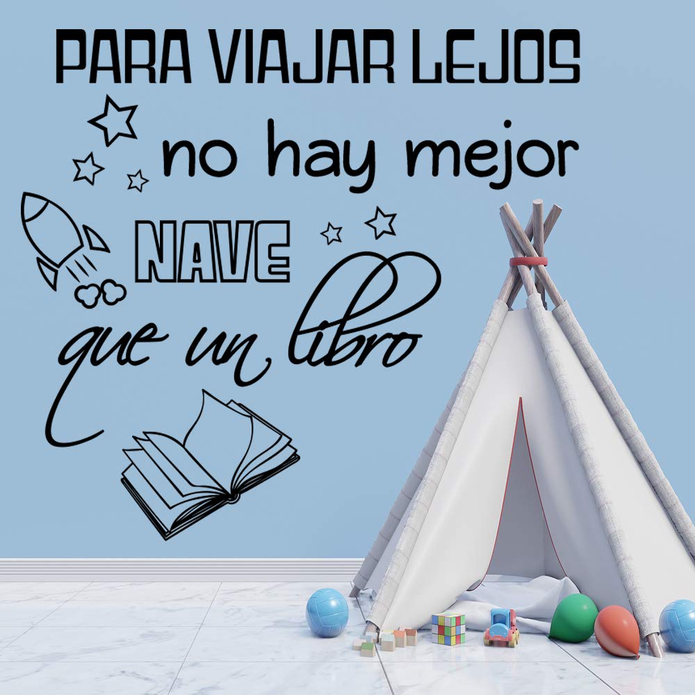 Vinilos de pared decorativo con frase decorativa "PARA VIAJAR LEJOS NO HAY MEJOR.." Pegatinas decorativas pared. Decoración casa Docliick DC-19111 (Vinilo de corte, 200x120cm)