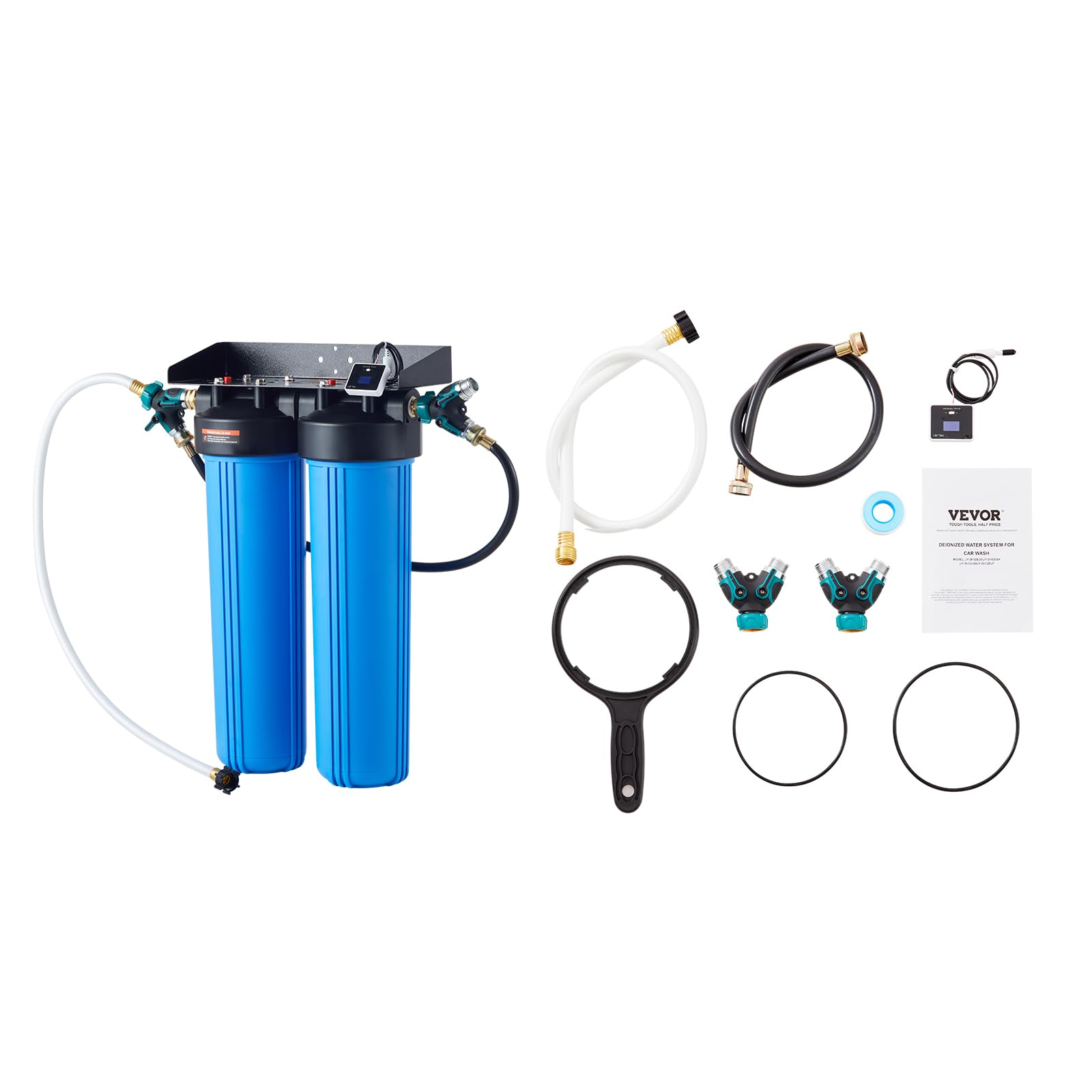 VEVORDeionized Water System, High-Performance Car Washing Water Deionizer with Built-in TDS Meter, Spotless Water Spot Remover Filter with Dual Outlet Mode, Suitable for Cars, RVs, and Motorcycles