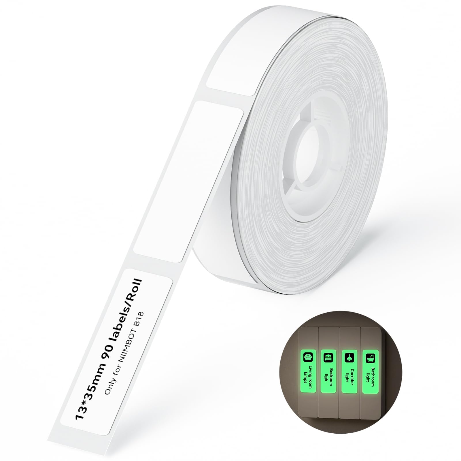 NIIMBOT B18/N1 Thermal Transfer Labels 0.51" x 1.37" (13x35mm), Only for B18/N1 Label Maker, PET Material, Waterproof and High-Temperature Resistance,