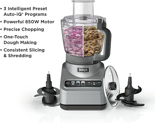 Miniatura 3 de Ninja Procesador de alimentos profesional, motor de 850 W, capacidad de 9 tazas, 3 programas preestablecidos de iQ automático, potente batidora de