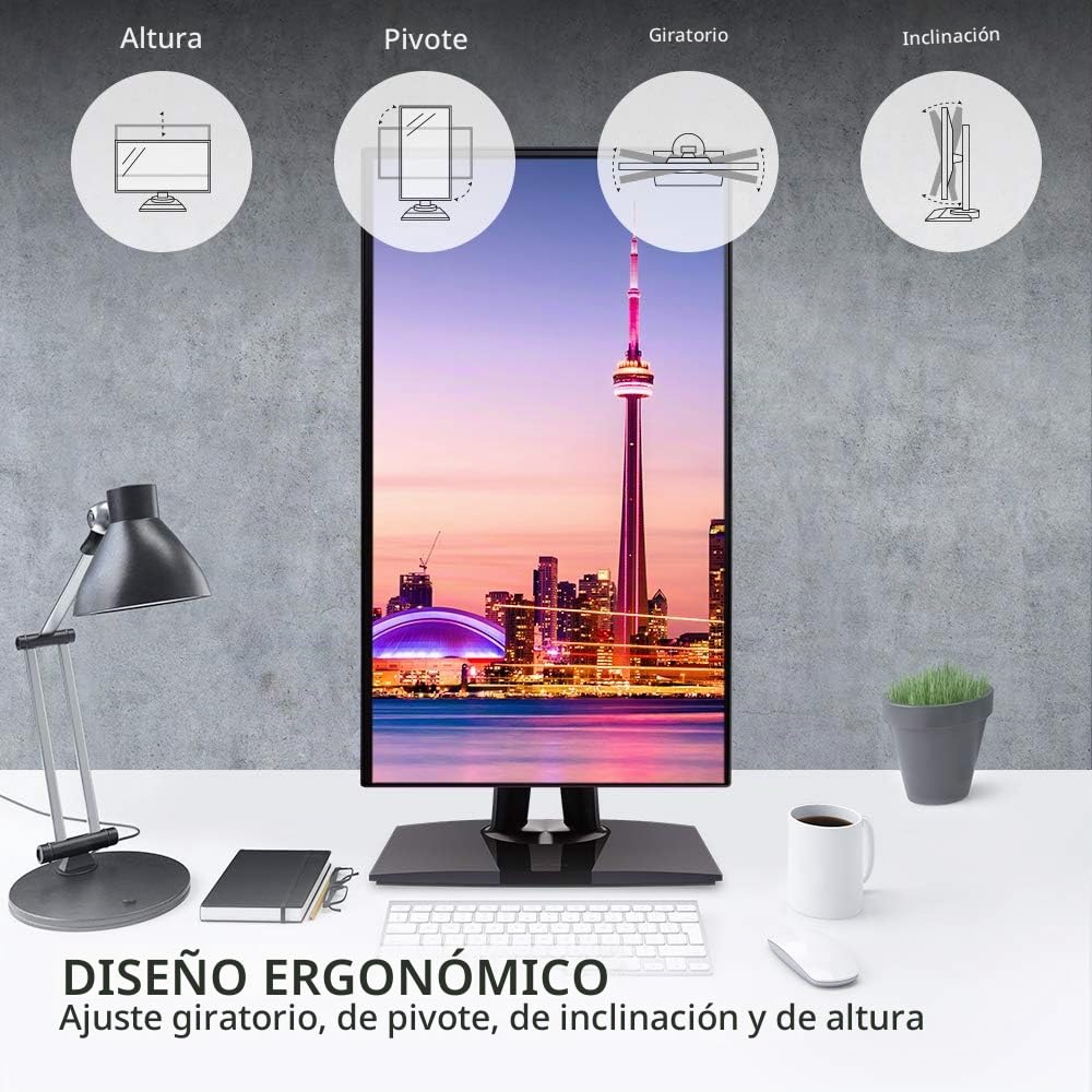 ViewSonic VP2768a Monitor Profesional 2K QHD de 27" 100% sRGB, validado por Pantone, USB Tipo C, HDMI, DP, Ethernet, para diseño gráfico, fotografía y edición de Video