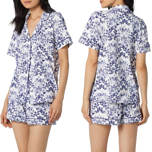 Image of Bed Head PJs Womens Matching Pajamas - Soft Organic Short Sleeve Button Down PJ Shirt & Shorts Set - Sleepwear & Loungewear