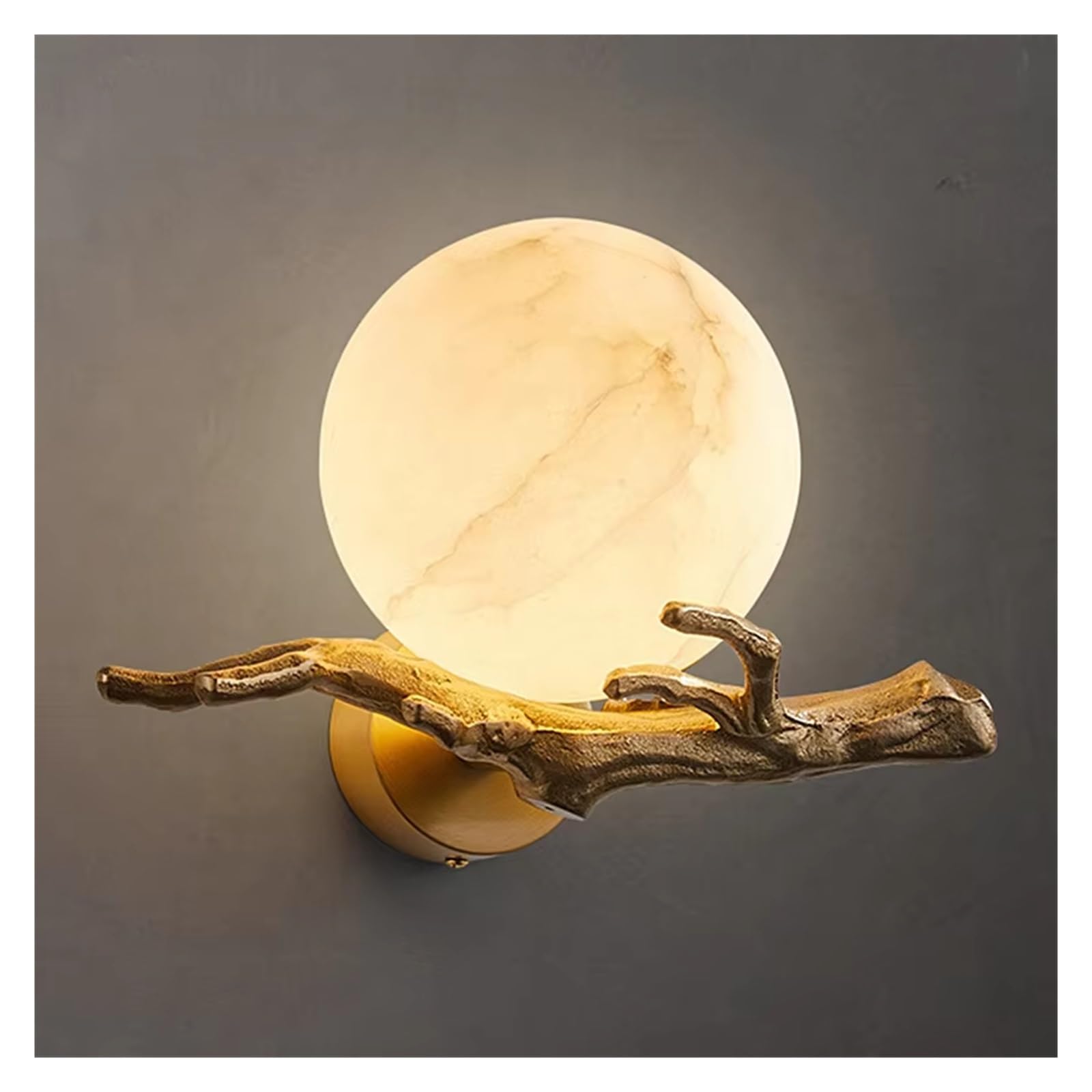 ASerZenith Copper Marble Wall Lamp Chinese Zen Bedroom Bedside Balcony Corridor Entrance Staircase Retro Lighting,2 Colors Changeable