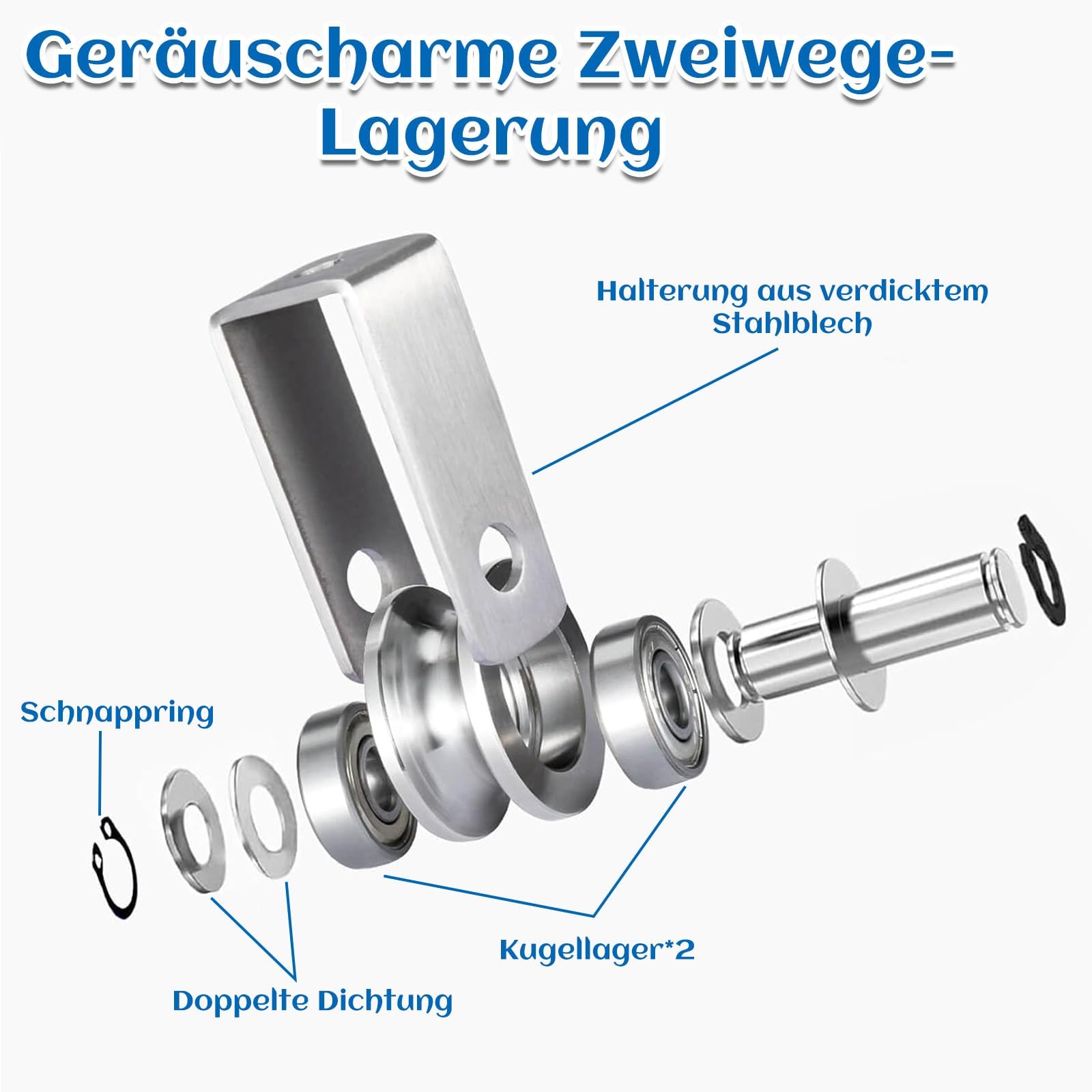 4 Stück Umlenkrollen für Seile Edelstahl Umlenkrolle Seilrolle mit Kugellager Stahlseilrollen Flaschenzug Riemenscheibe Edelstahl Seilrollen, Geeignet für Seilgerüst Stahlseile Wäscheleinen