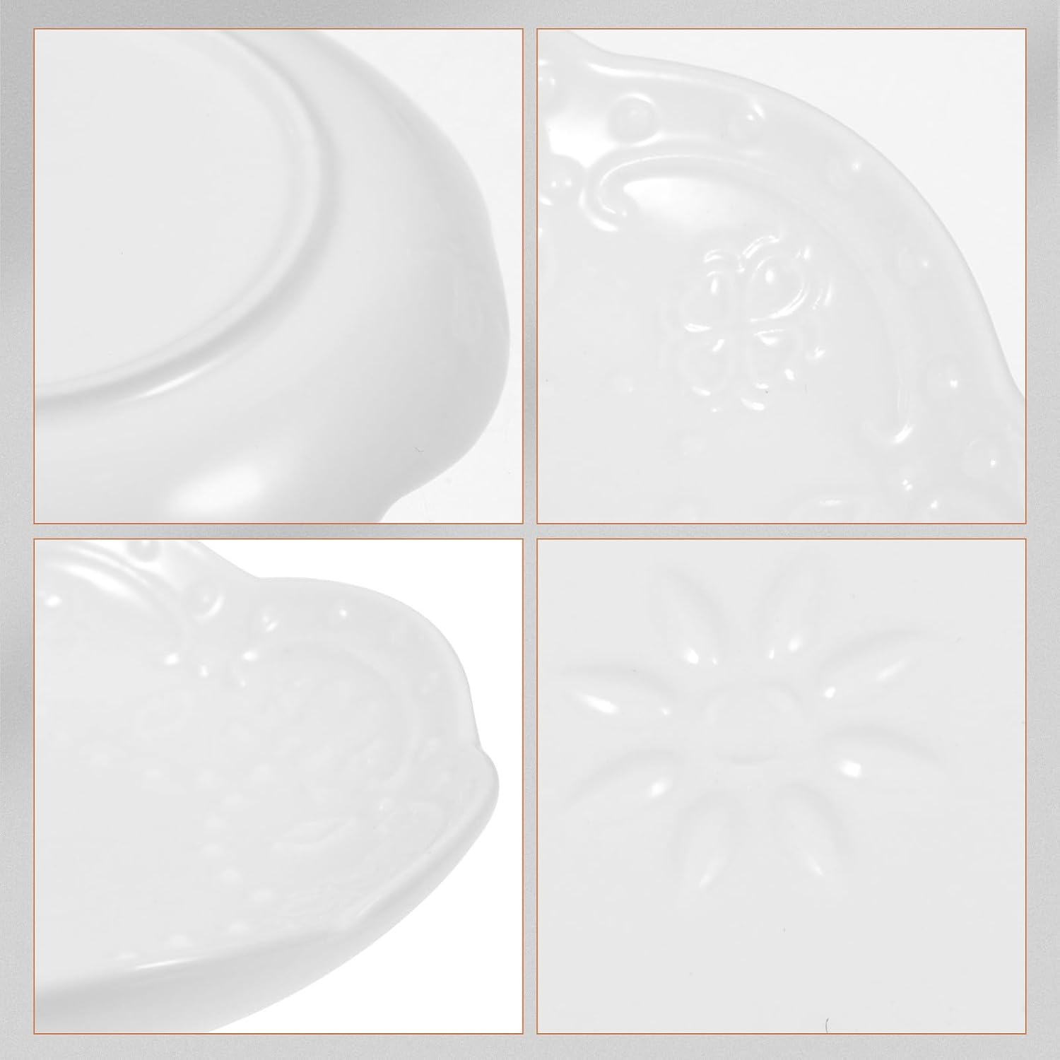 2pcs Flower Embossed Ceramic Sauce Dish for Fruit Snacks and Souffle
