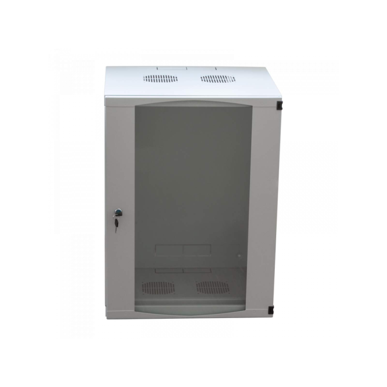 LogiLink Professional 19 Zoll Wandgehäuse mit 12 HE (Höheneinheit), Glastür mit Zylinderschloss, Flatpack, Farbe: Grau