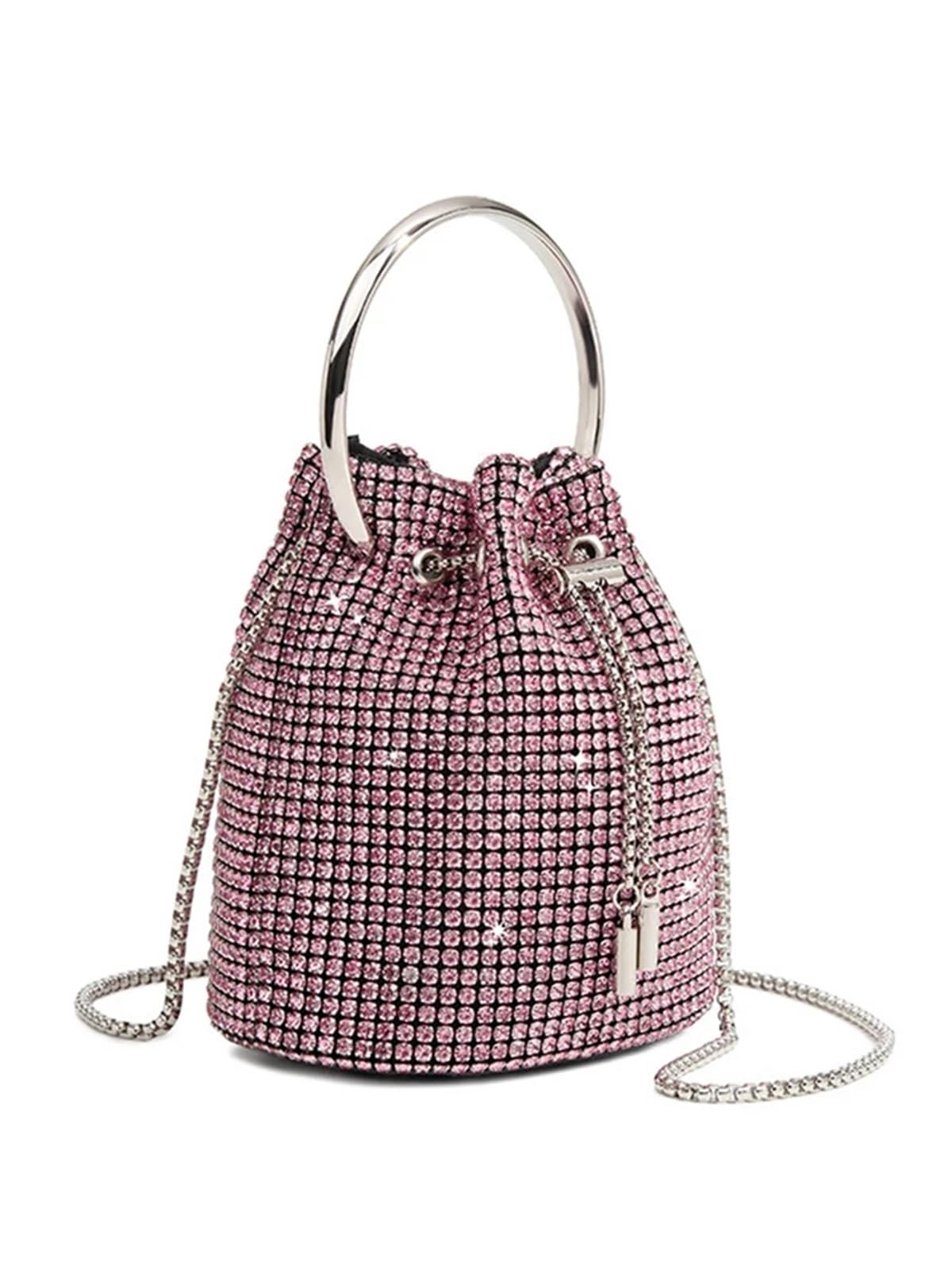 Bolso Fiesta Pedreria Bolso Tipo Cubo for Mujer, Bolso de Hombro, Bolsos Redondos con Cadena for Mujer, Bolso de Mano de Cristal Brillante, Bolso con Diamantes de imitación(Green)