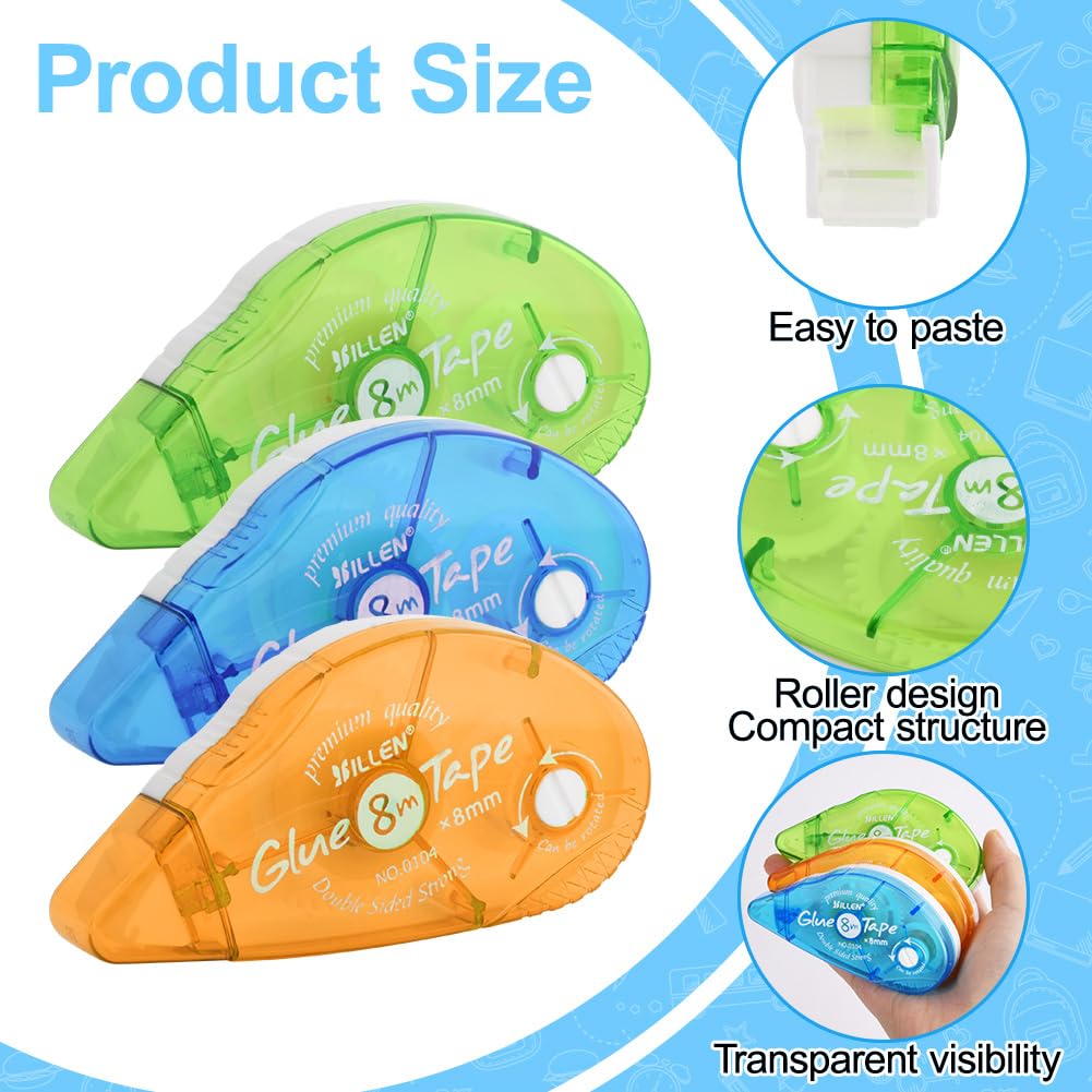Marsrock Double-Sided Adhesive Dots Roller – 6 Pack (0.31IN x 26FT) Dots Glue, Craft & Scrapbook Supplies for Gift Wrapping, Scrapbooking, and Photo Tape