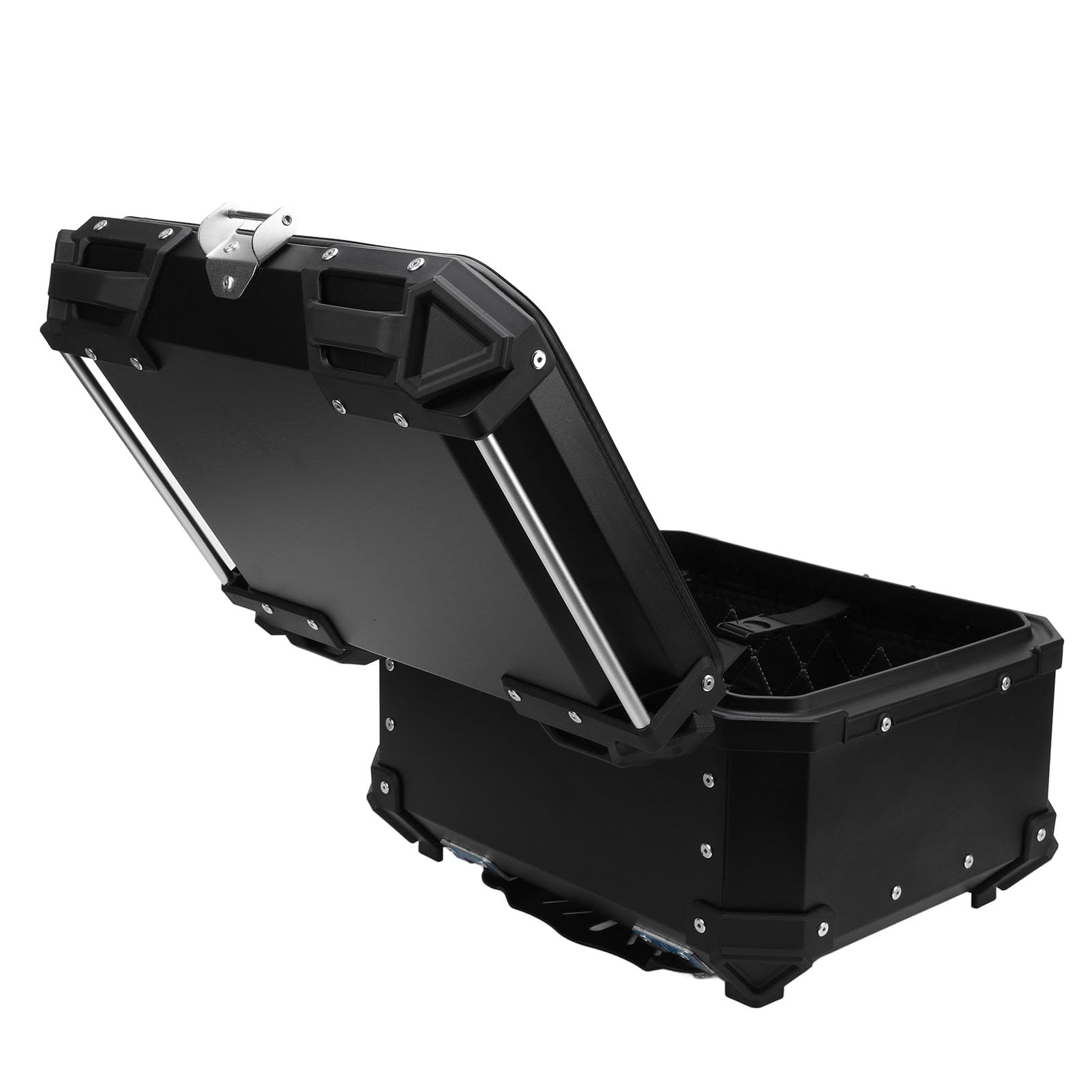 Acouto Bauletto Moto in Alluminio 32 Litri, Resistente All'Acqua, Sgancio Rapido Anticaduta, Casco e Bagagli per Scooter Moto Universale, con Schienale, Fodera in PU, Nero (BLACK)