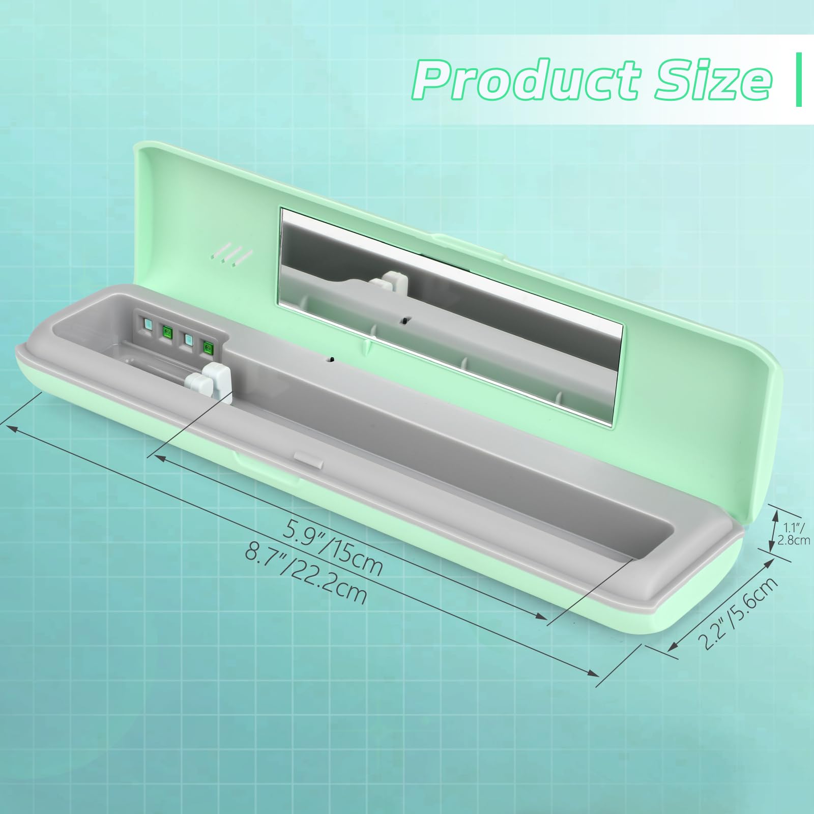 YourMate Funda desinfectante UVC para cepillo de dientes de viaje, funda para viaje de negocios o viaje de negocios, alimentación por batería AA o cable USB-C, color verde