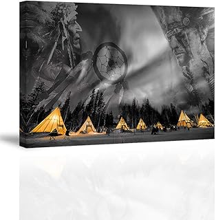 Family Wall Decor of Waterproof Native American Decor, Office Wall Decor with Yellow Decor, Art Work for Home Walls by Ori...