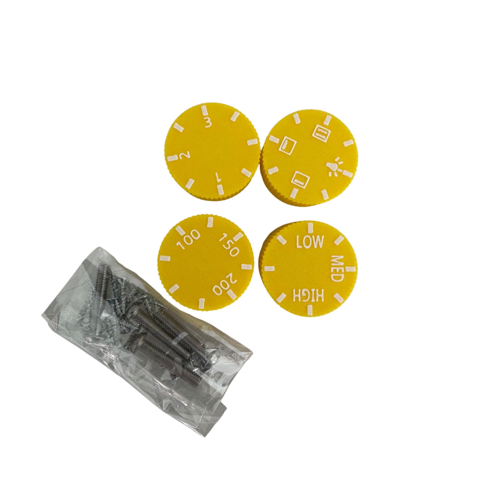 DIY Mud Play Kitchen Cooker Rings and Dials Set, Black Hob Accessories, 4 Pack (Yellow, 4Dials)