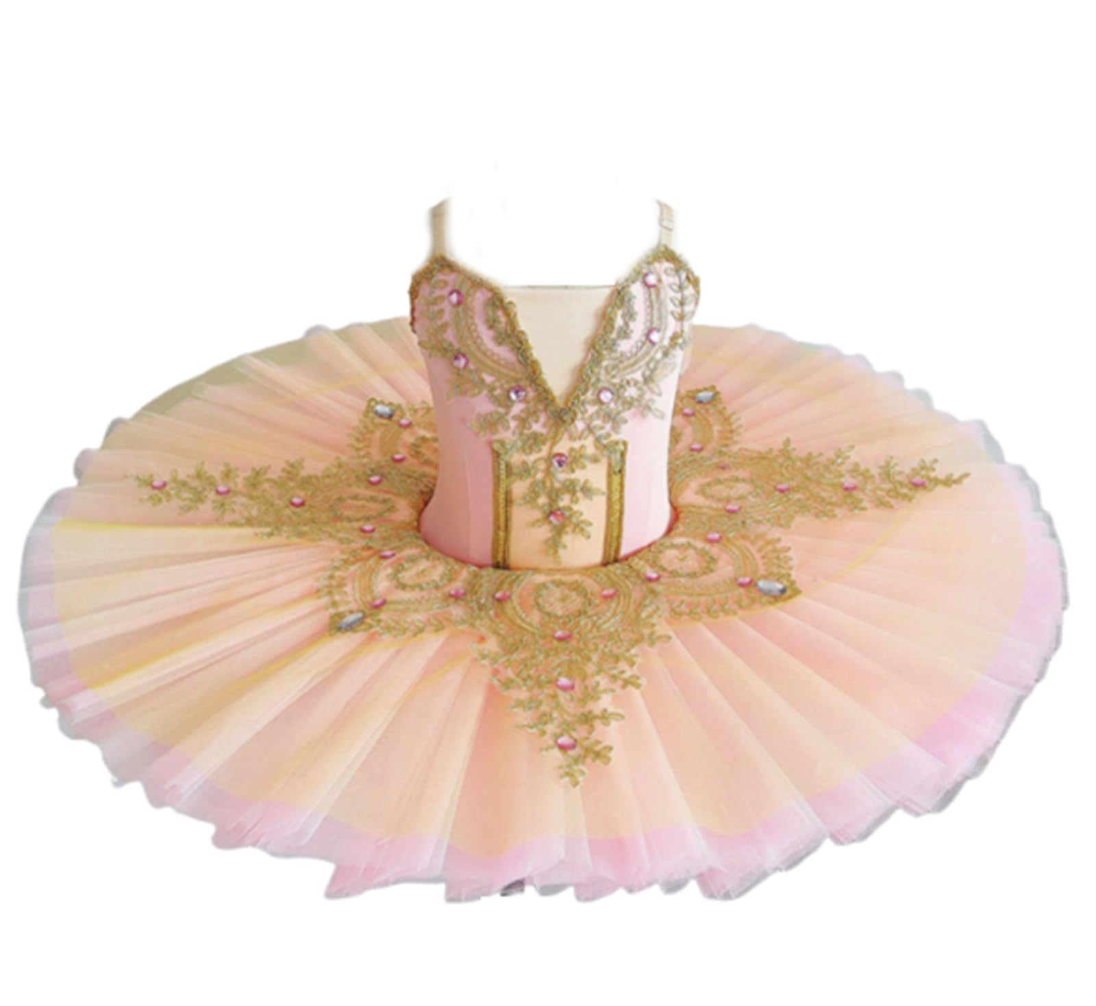 Tutú de Ballet Profesional para niñas, tutú de panqueque del Lago de los Cisnes, Disfraz de Bailarina para Fiestas y Bailes, Vestido para competiciones de Ballet,Naranja,150