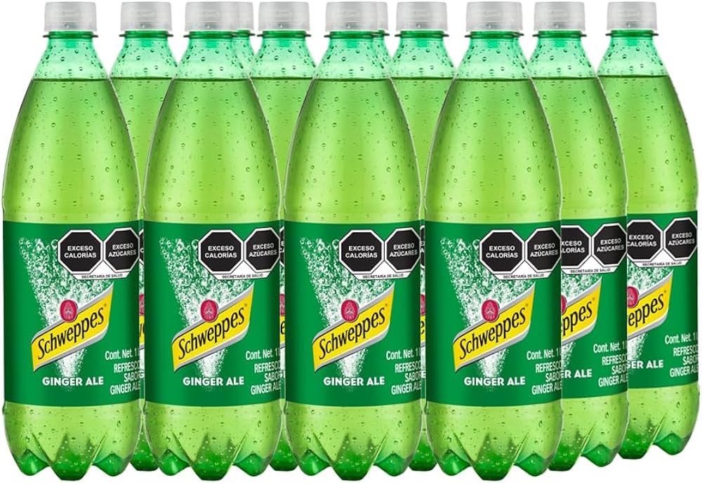 Schweppes, Ginger Ale 1 L, Botella Pet (12 pack) : Amazon.com.mx: Alimentos y Bebidas