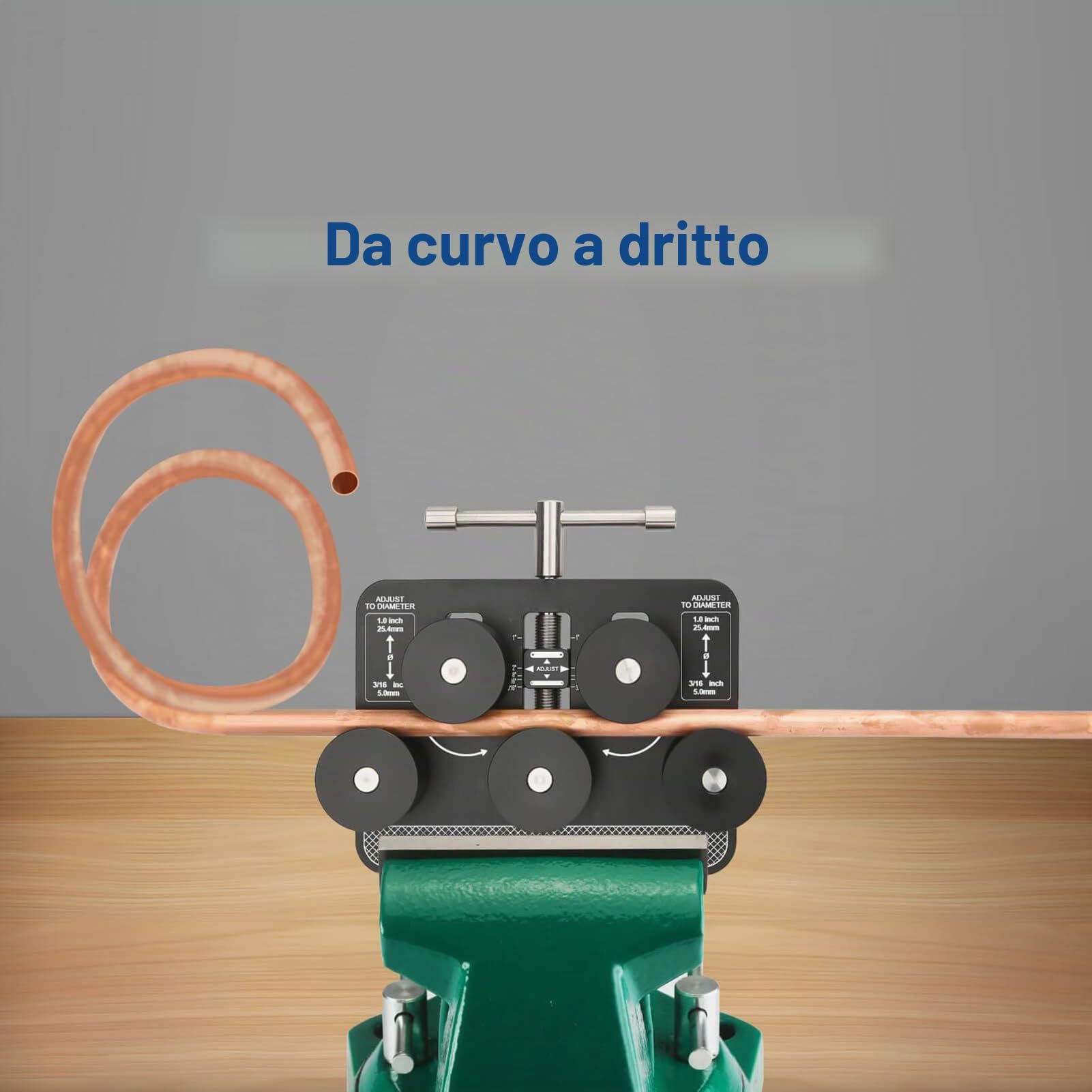 Raddrizzatore per Tubi - Raddrizzatore per Tubi per Diametri 3/16-1,0, Raddrizzatore per Linea Freno, Servofreno, Piegatubo per Linea Freno, Tubi in Alluminio Morbido e Rame