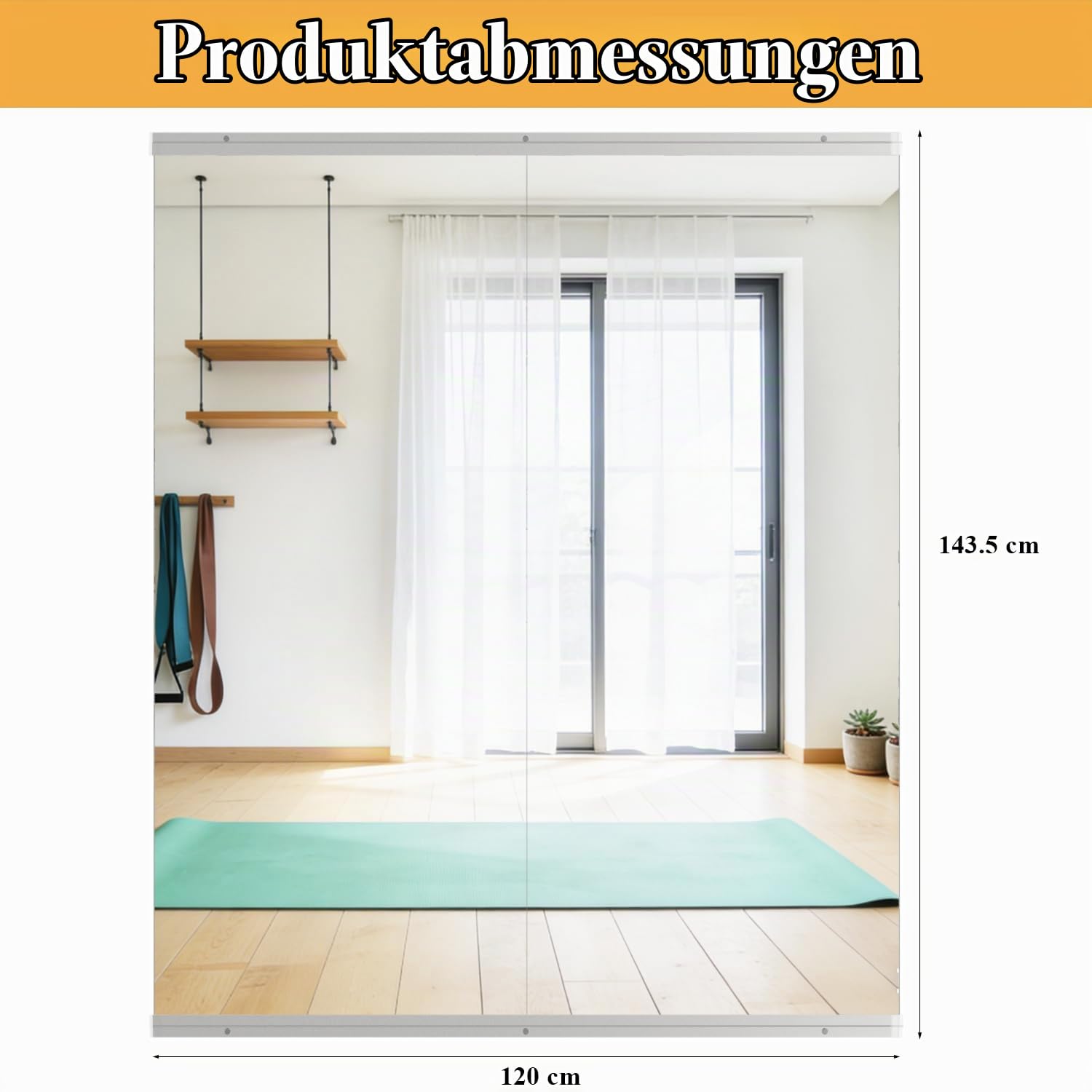 Home Gym Spiegel, 145x60cm-2PCS, Rahmenlose Große Vollkörper Wandspiegel, für Home Gym, Yoga Studio, Tanz, Fitness