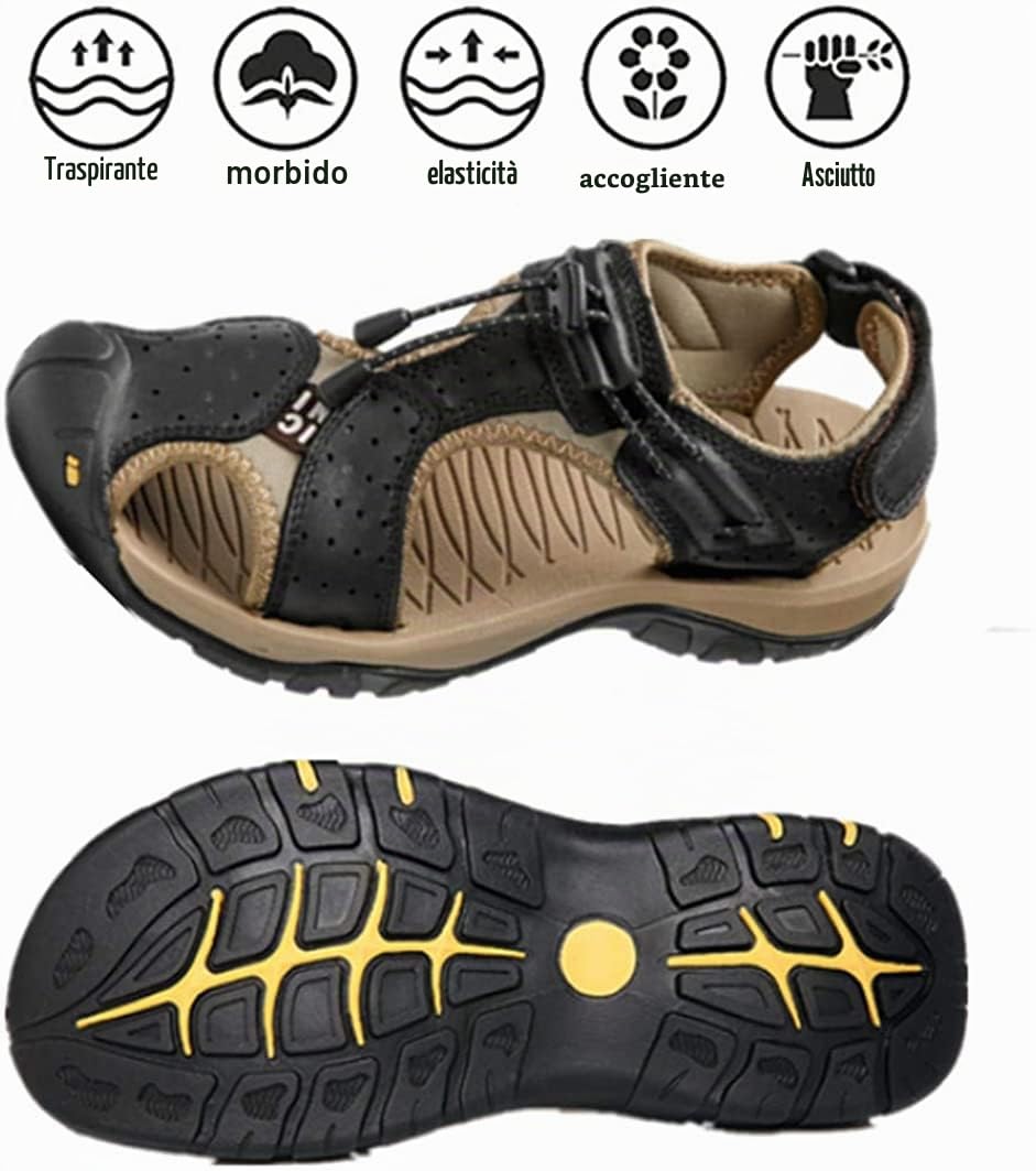 Asifn Sandali Antiscivolo Trekking Sportivi Sport Outdoor Uomo Scarpe Pelle Casual Traspirante Spiaggia Slides Fisherman Arrampicata Estivi