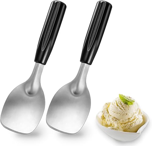 Miniatura 10 de 2 palas para helado, pala de acero inoxidable para helado con mango de plástico, resistente y duradera, a prueba de curvas, para uso comercial y