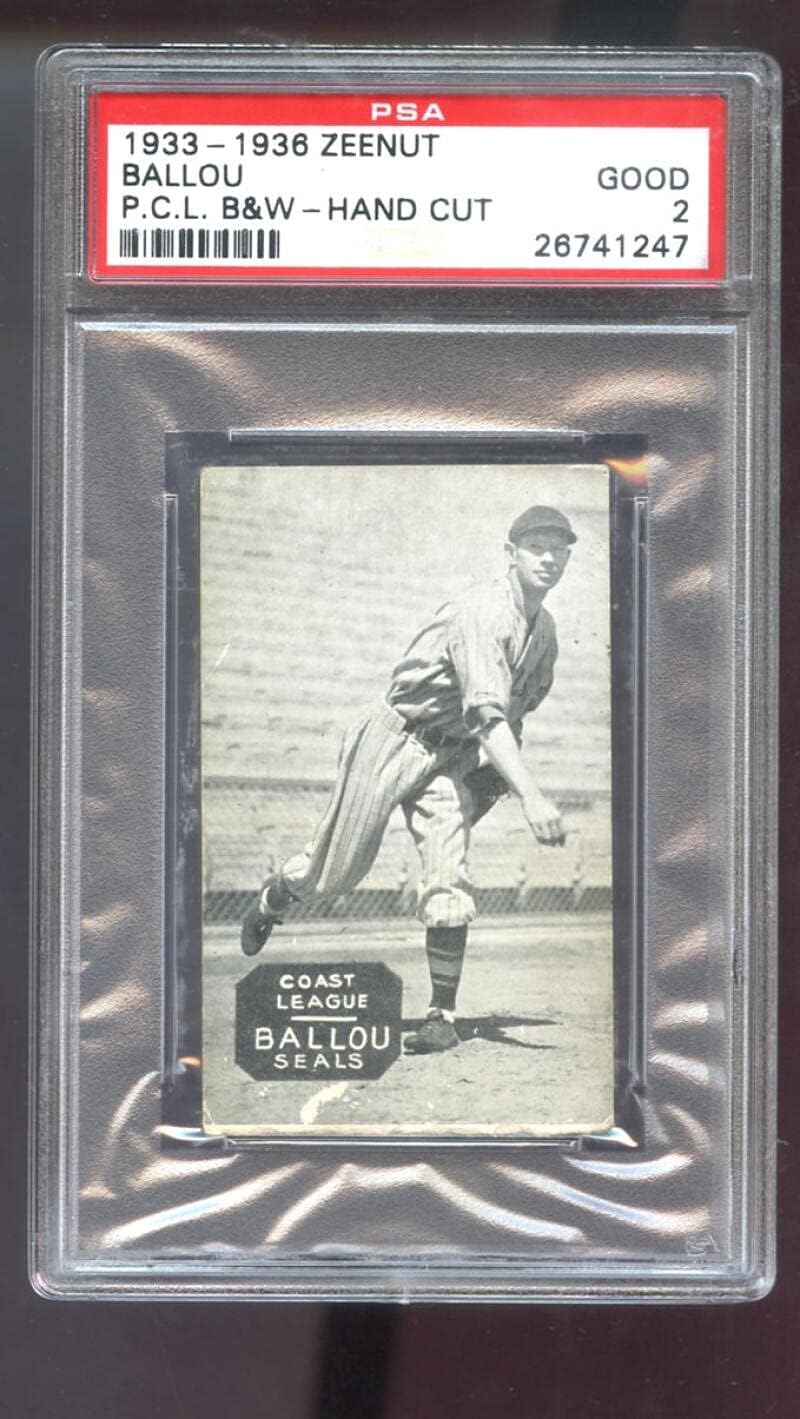 1933 1936 Zeenut Win Ballou PSA 2 Graded Baseball Card Pacific Coast League PCL P.C.L. 1934 1935
