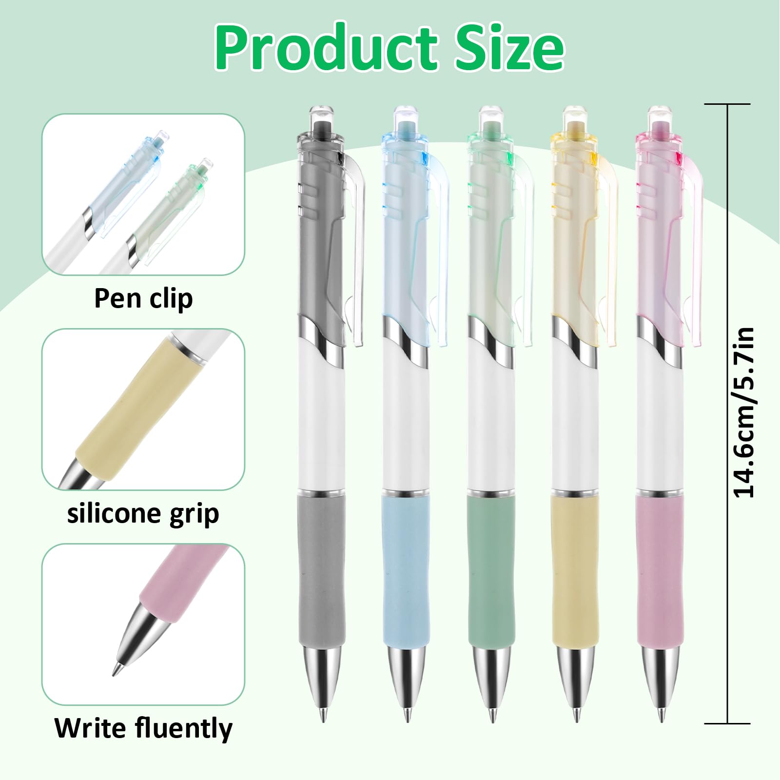 Amabro 5 Stück Gelschreiber, 0.5 mm Kugelschreiber schnell trocknende Tinte Gel Ink Pen Premium Gelstifte für Kinder Studenten Büro glattes Schreiben für Schule Büro Zuhause