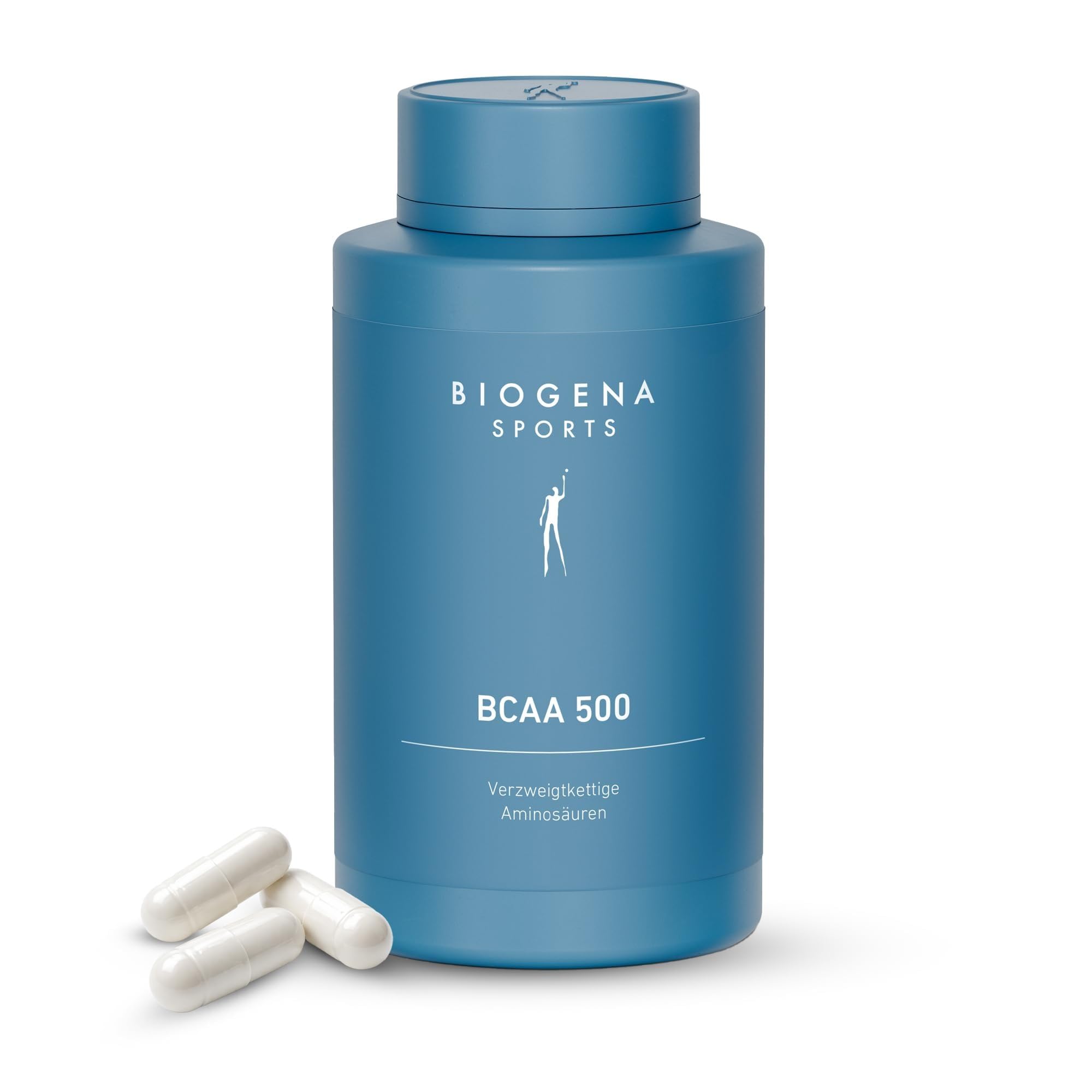 BIOGENA SPORTS BCAA 500 Kapseln - BCAA Aminosäuren Kapseln hochdosiert - Vegan - 2:1:1 Verhältnis - Kölner Liste® - 2000mg pro Tagesdosis - Ohne Süßstoffe - 120 Kapseln