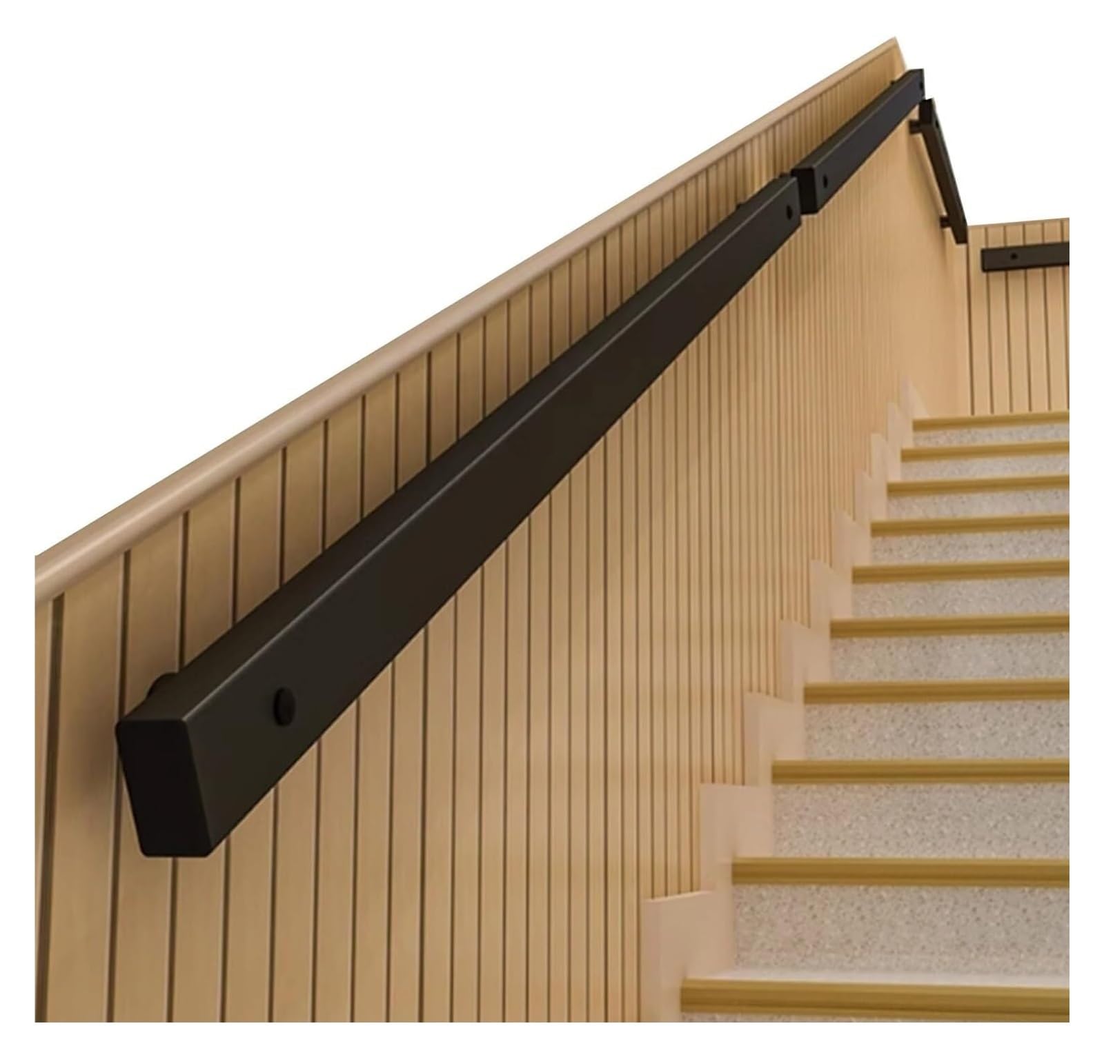 Stair Railing Black Staircase Handrails Non-Slip Safety Wall Mount Stair Railing Wall Support, for Corridors Lofts Patios(100cm)