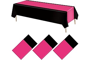 3 Pack Hot Pink and Black Disposable Plastic Tablecloths for Bachelorette Parties