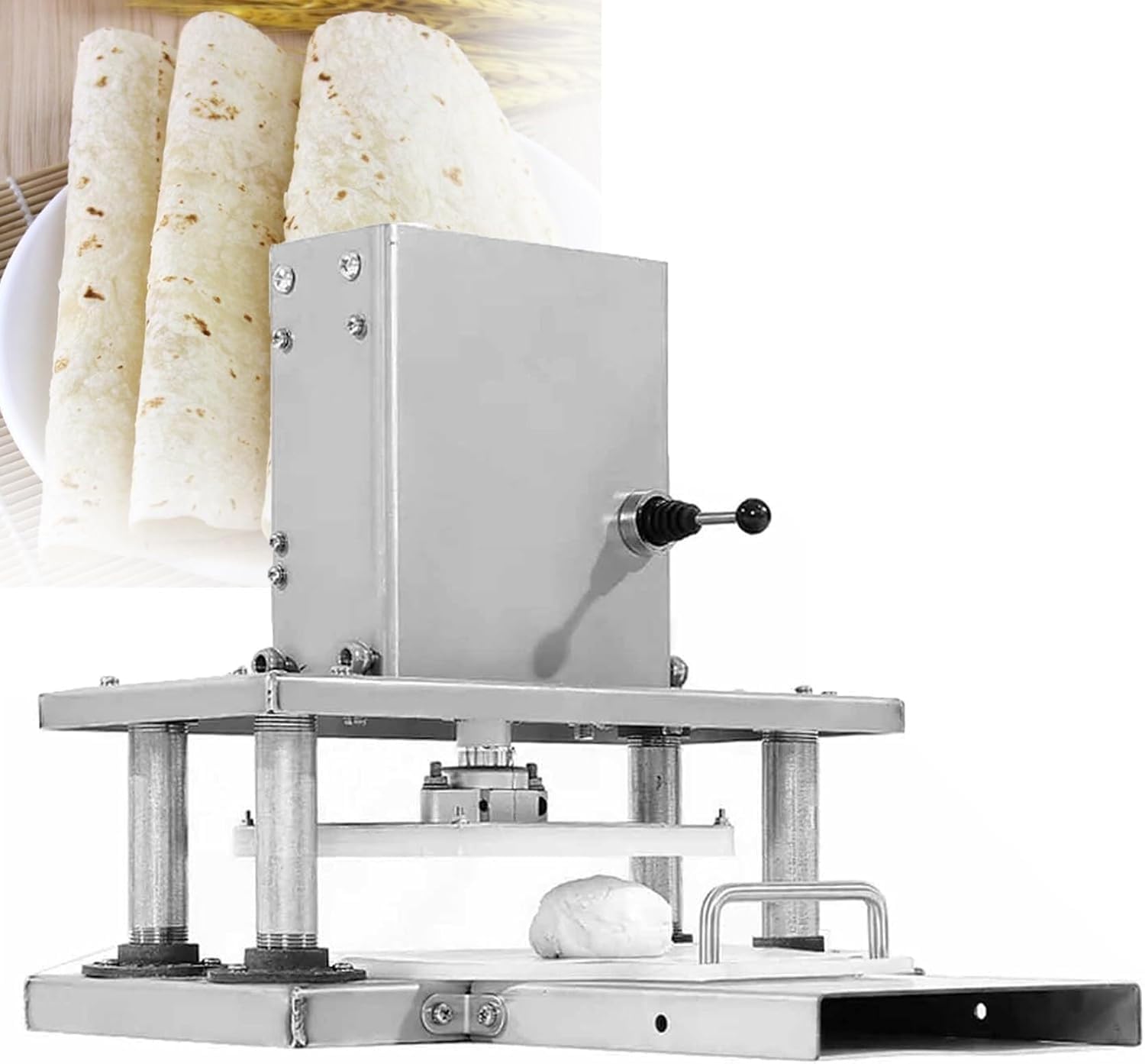 Gewerbliche Pizzateigpresse, Elektrische Teigwalze Für Gebäck, Pizza Und Brot, Ideal Für Bäckereien, Haushalt Und Gastronomie 8.66 in