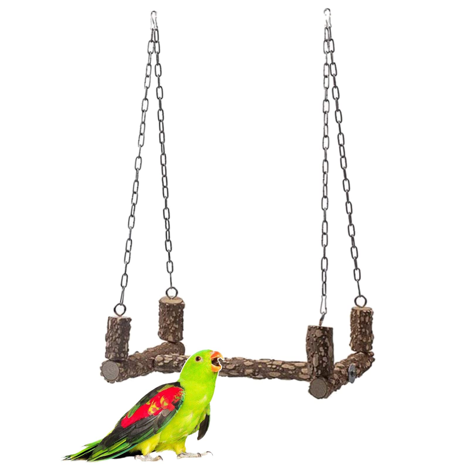 Giocattoli per uccelli posatoio in legno per grandi uccelli in legno naturale pappagallo altalena giocattolo da masticare facile da installare per grigi africani Mini ara altalena per uccelli trespolo