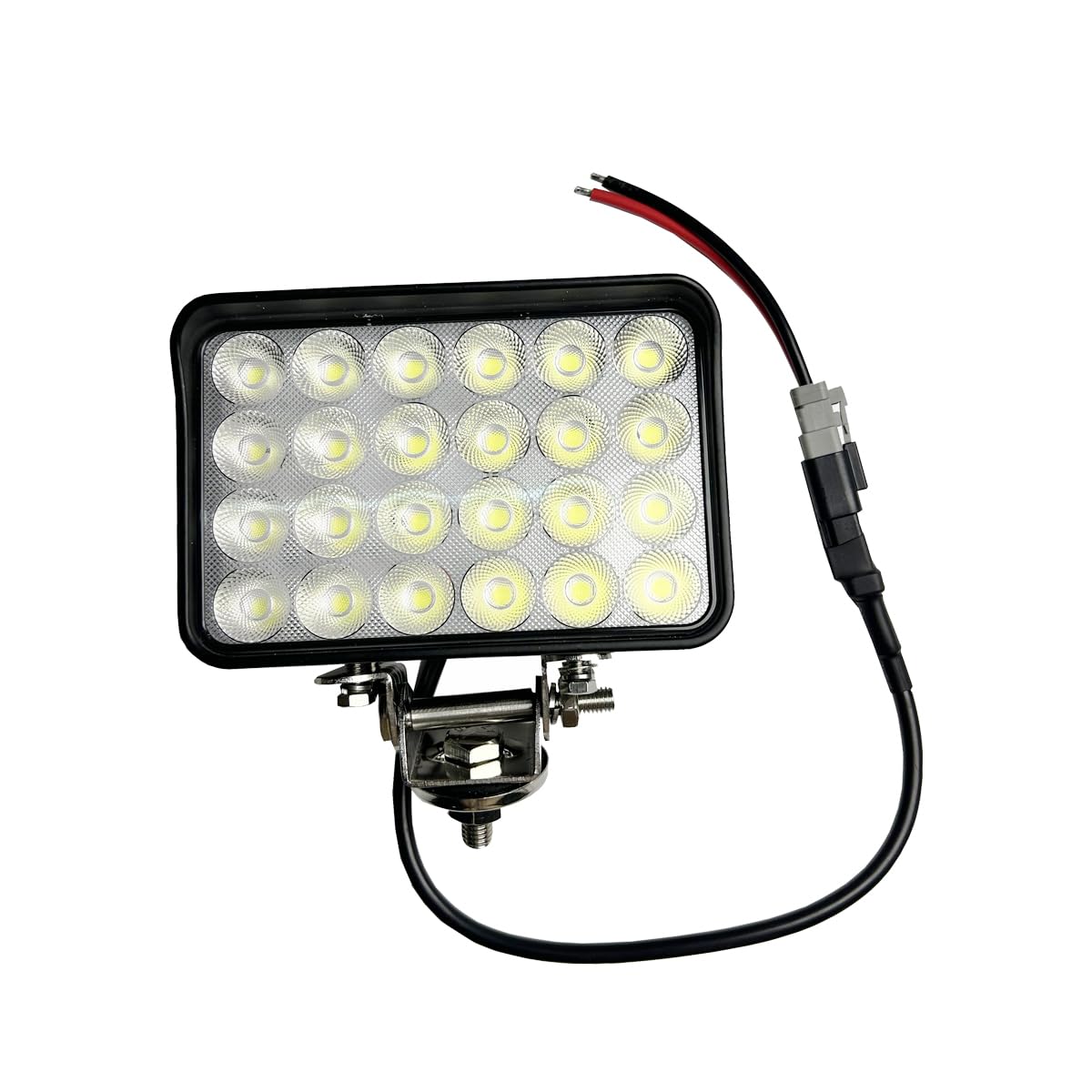 4x6 Inch LED Fog Work Flood Lights Pods, Tractor Auxiliary Headlights, Rectangular Flood Beam, 12V/24V DC 6000K Cool-White with DT Connector, Aluminum Housing, for Truck Trailer, 2 Pack