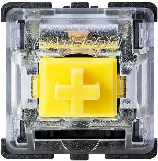 GranvelaPack 65 Gateron KS-8 Yellow Switches for Mechanical Keyboards,3-pin Black-Shell Compatible with SMD RGB Light