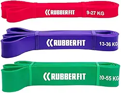 Kit Super Bands 3 Bandas de Resistência Rubber Fit (Forte, Média e Leve) Elásticos para Exercicios Premium Rubber Fit