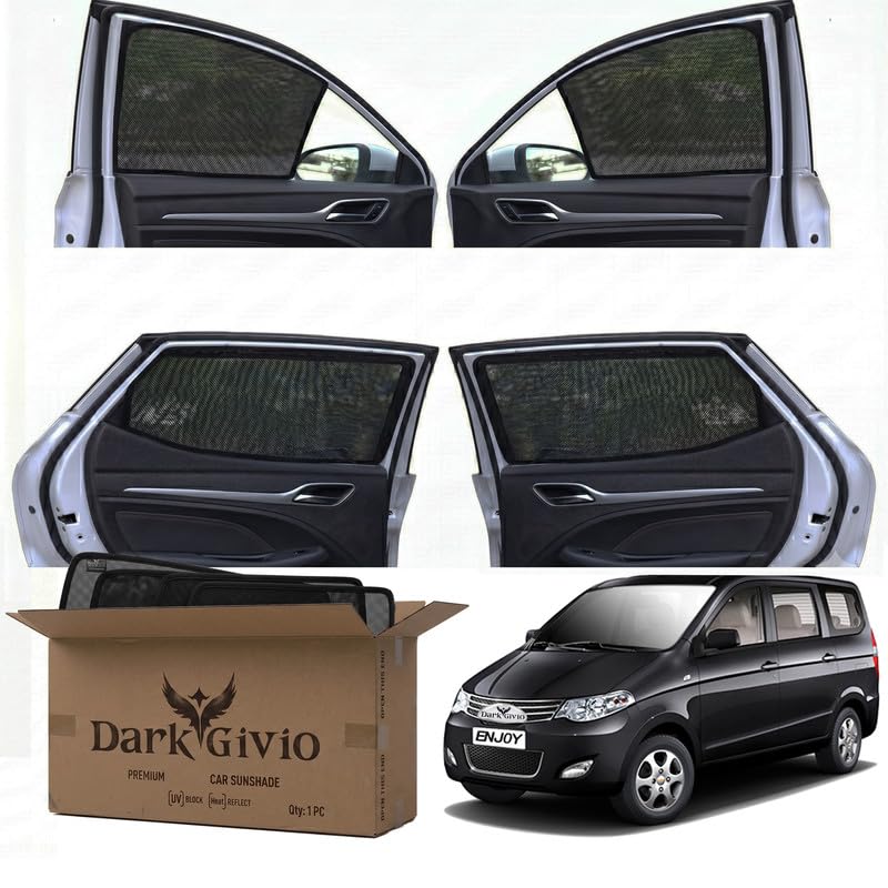 Image of Car Window Sun Shade Protector for Enjoy | Exact Fit Non-Magnetic Half Cut Sunshade (Set of 4 /6) | UV Blocker Side Window Car Curtains & Interior Accessory