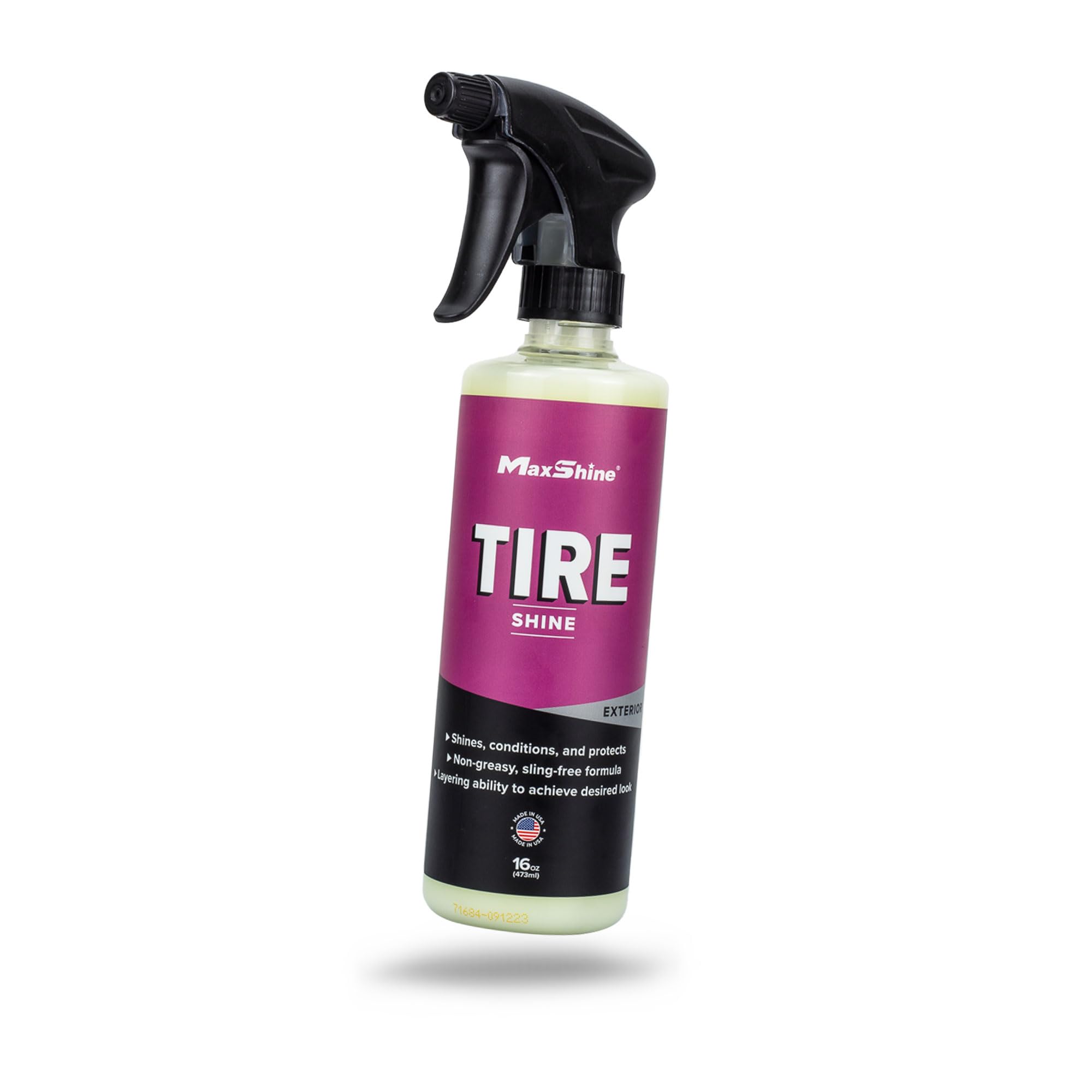 Maxshine 16oz Tire Shine – Extreme High Gloss & Long-Lasting Protection – Acrylic Formula with Anti-Stick, No-Sling Protection – Premium Tire Dressing for Professional Detailing
