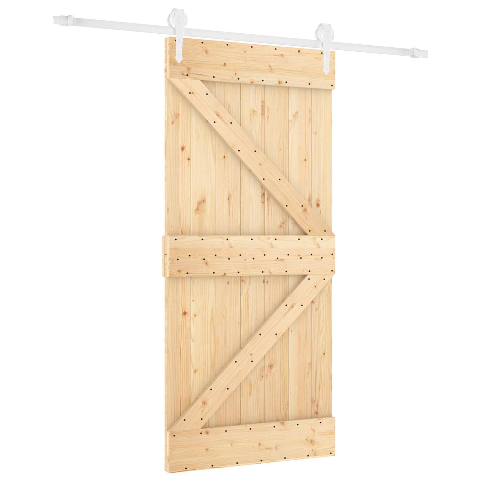 Puerta corredera de madera maciza de pino, 90 x 210 cm, color
