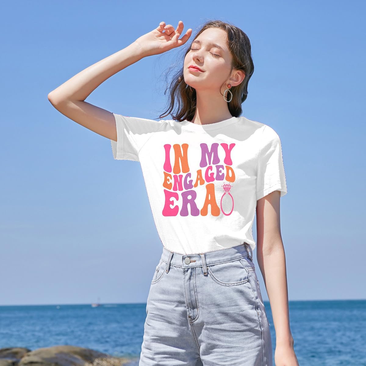 Women Bride Shirt in My Engaged Shirts Engagement Tee Fiance Tshirt Groovy Bride Bachelorette Tee Bridal Shower Tops - Image 4