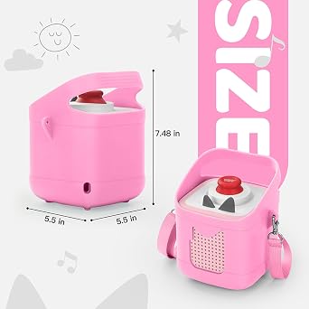 シリコーンケース Toniebox 2オーディオプレーヤー用 耐衝撃性 滑り止め 保護カバー Toniebox 2nd Audio Player用 ソフトカバーシェルスリーブ ハンドル&ショルダーストラップ付き ピンク