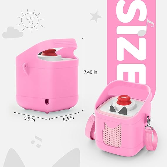シリコーンケース Toniebox 2オーディオプレーヤー用 耐衝撃性 滑り止め 保護カバー Toniebox 2nd Audio Player用 ソフトカバーシェルスリーブ ハンドル&ショルダーストラップ付き ピンク
