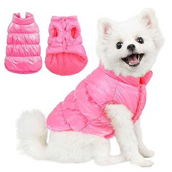 AOFITEE Winter Dog Coat Waterproof Windproof Fleece Puppy Vest, Warm Padded Dogs Down Jacket, Lightweight Outdoor Pet Snowsuit Apparel Cold Weather Clothes for Small and Medium Dogs